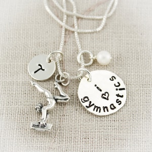 Gymnastiekketting met geboortesteen en eerste gepersonaliseerde sterling zilver