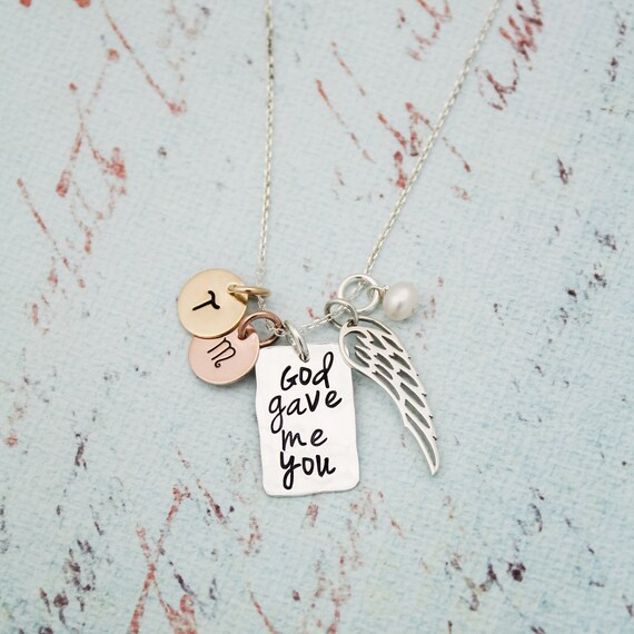 God Gave Me You Necklace, Cross Necklace, Angel Wing Jewelry, Mom