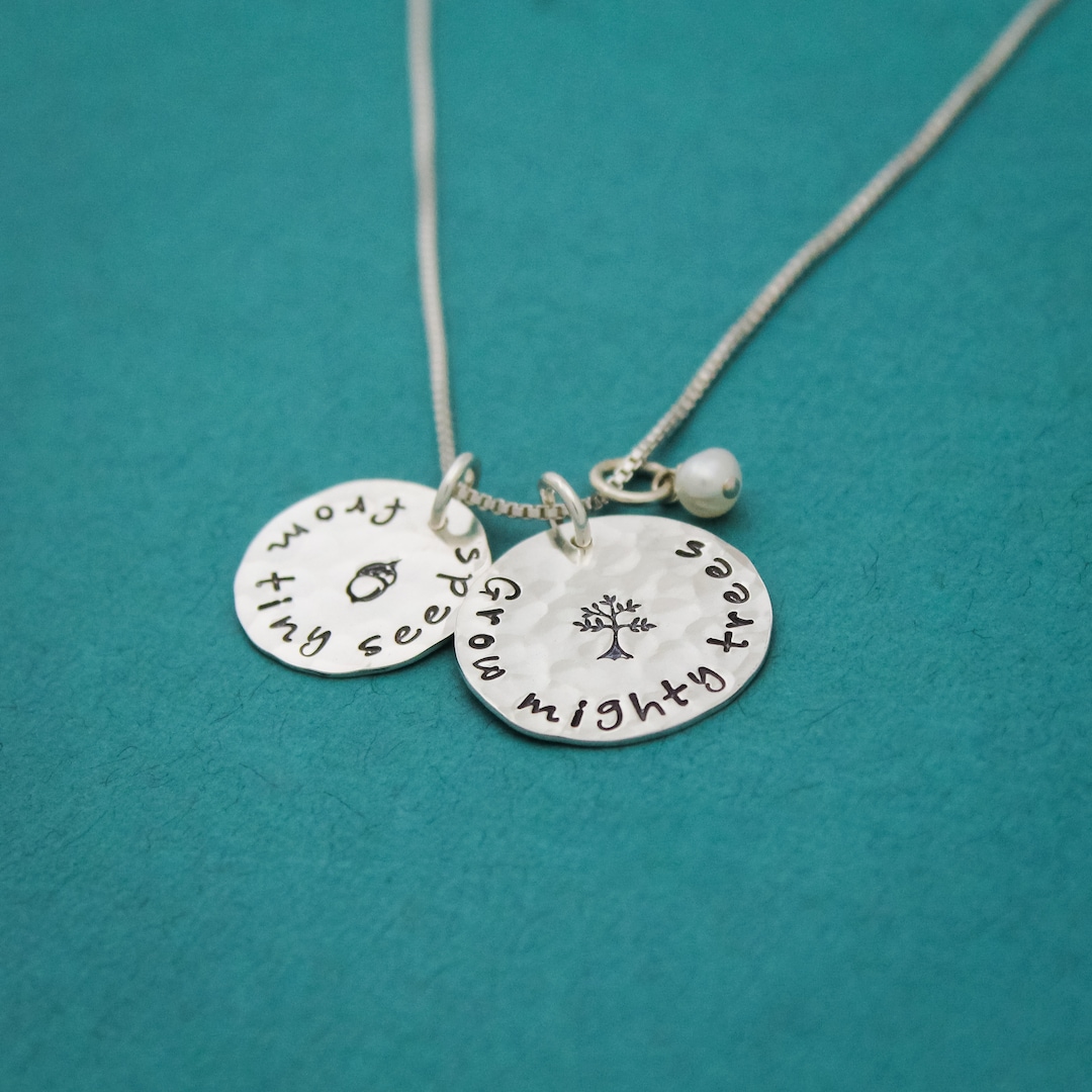 From Tiny Seeds, Grow Mighty Trees Teacher Necklace, Teacher Gift, Back ...