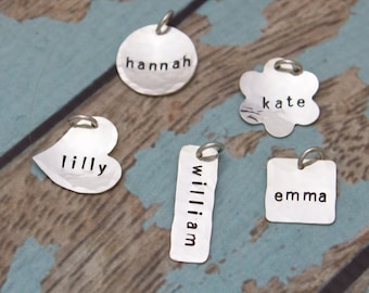 Sterling Silver Personalized Hand Stamped Charms Choose Your Shape