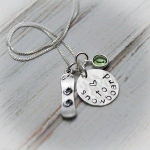 SnowBoarding Sterling Silver Personalized Hand Stamped Necklace SnowBoarder image 2