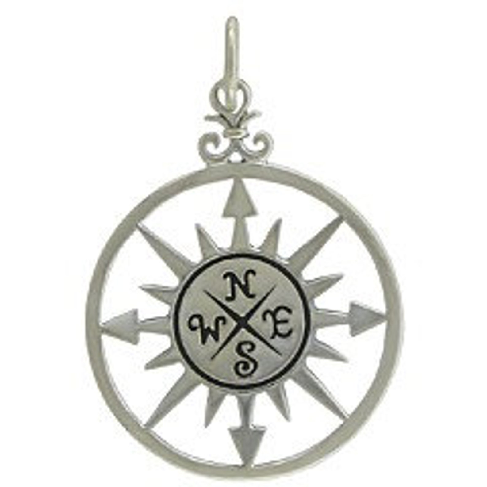 Compass Rose Pendant Necklace Sterling Silver Graduation Etsy