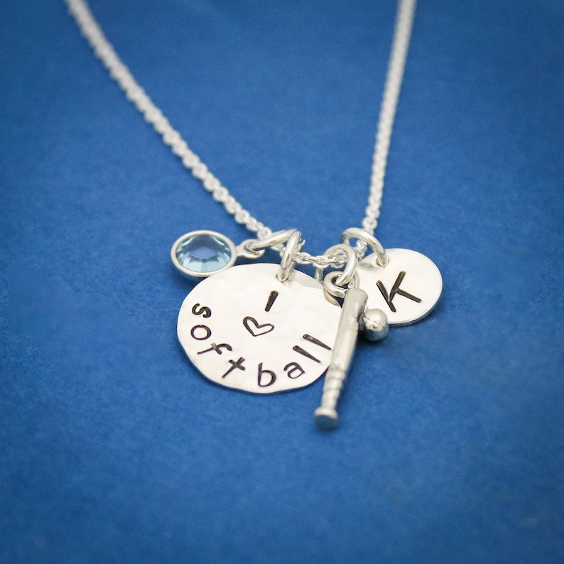 Softball Team Necklace Silver Baseball Bat Ball Charm Etsy