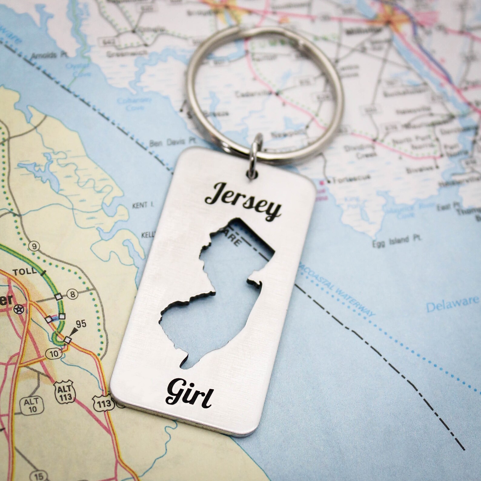 Jersey Girl Rectangle Keychain Aluminum New Jersey State Etsy