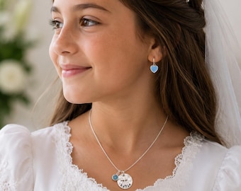Personalized Sterling Silver Cross Necklace: Confirmation Gift with Birthstone