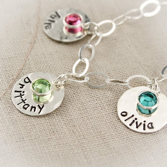 Mother's charm bracelet with birthstones deals