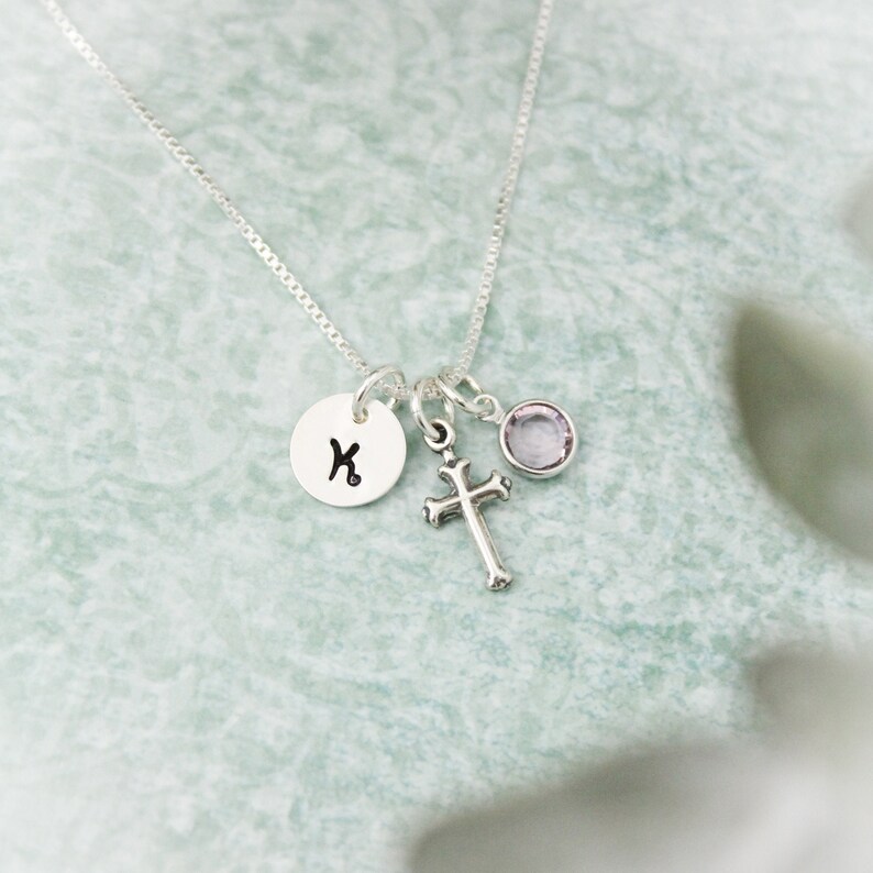 Cross Charm Necklace Confirmation Cross Necklace First Etsy