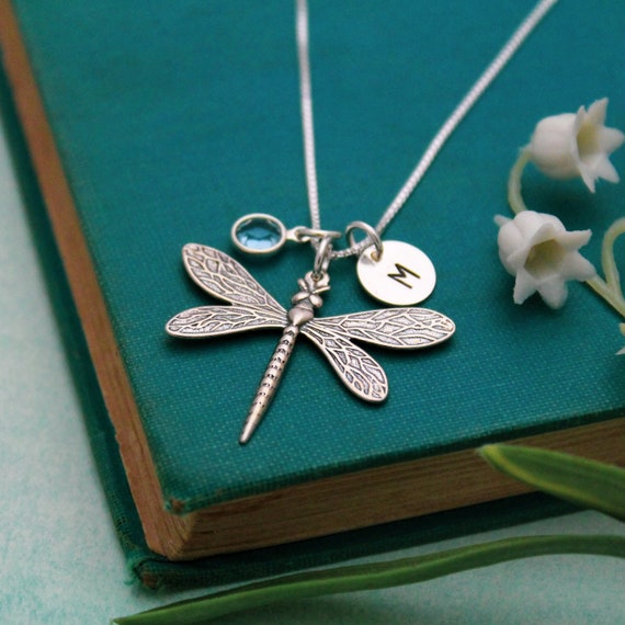 Dragonfly necklace with on sale birthstones