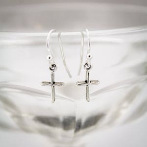 Tiny Sterling Silver Cross Earrings Minimal Cross Earrings - Etsy