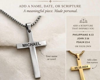 X-Large Cross Necklace Stainless Steel for Boys/Men