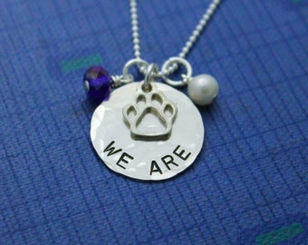 We Are Necklace Open Paw, Penn State Necklace, Nittany Lions Gift, PSU Grad Gift, Graduation Gift for Penn State, Hand Stamped Jewelry