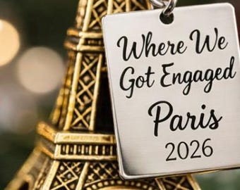 Personalized Travel Tag, Vacation Memory Charm, Custom City & Year Tag, Stainless Steel Silver Gold Rose Gold, Trip Keepsake Gift