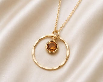 Gold November Birthstone Necklace: Yellow Topaz 14K Gold Filled