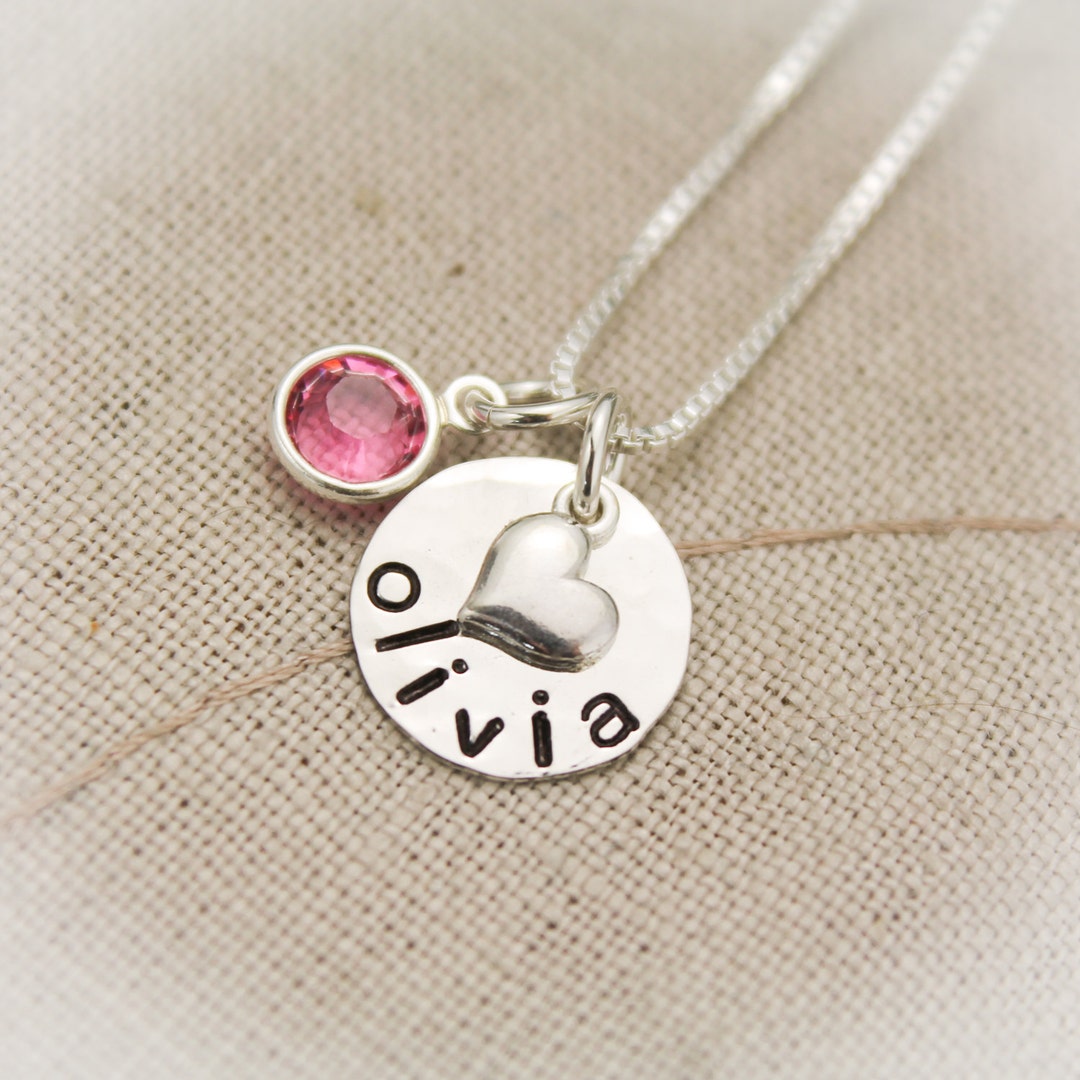 Tiny Heart Necklace Sterling Silver Hand Stamped Personalized Hand ...
