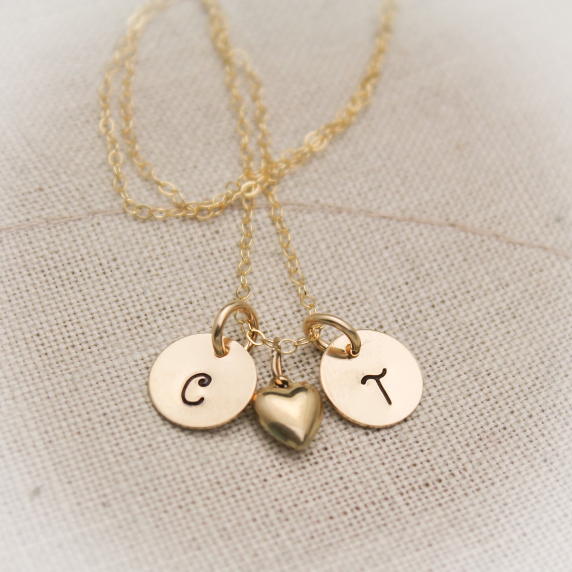 14K Gold Filled Couples Two Initial Monogram Necklace With Etsy