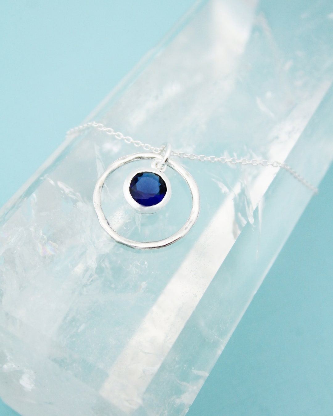Collana Con Ciondolo Hallmark – Pietra Nascita Settembre (Zaffiro) – Nuova Senza Etichette - Foto 4