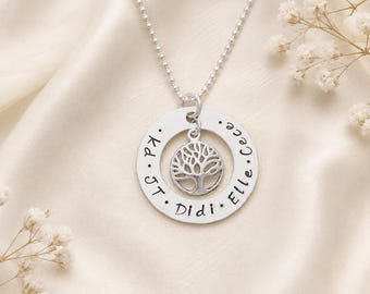 Personalized Sterling Silver Tree of Life Necklace - Family Names