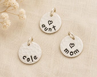 Personalized Hand Stamped Charms in Sterling Silver 1/2 inch