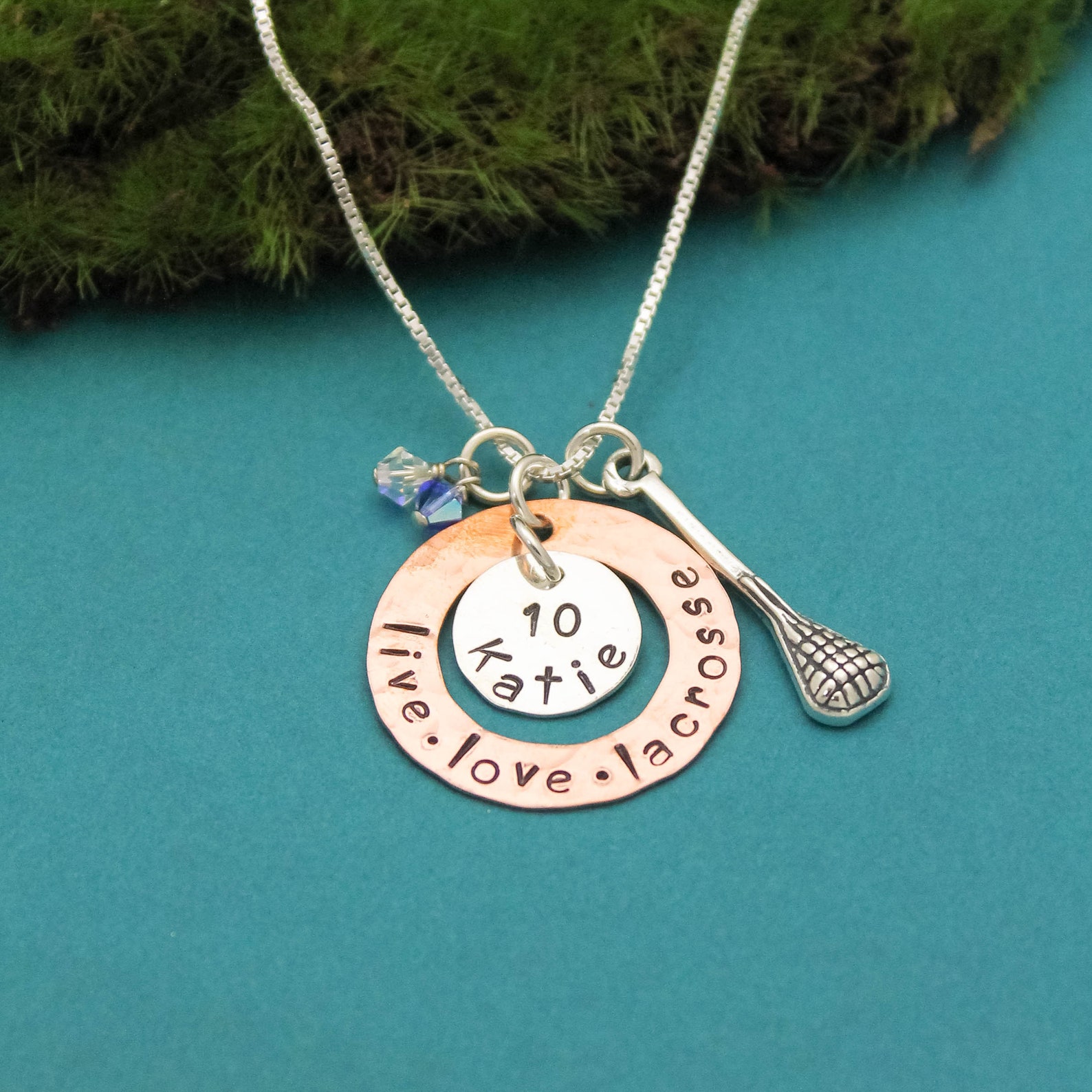 Sports Necklace with Name Number and Colors Lacrosse Field Etsy