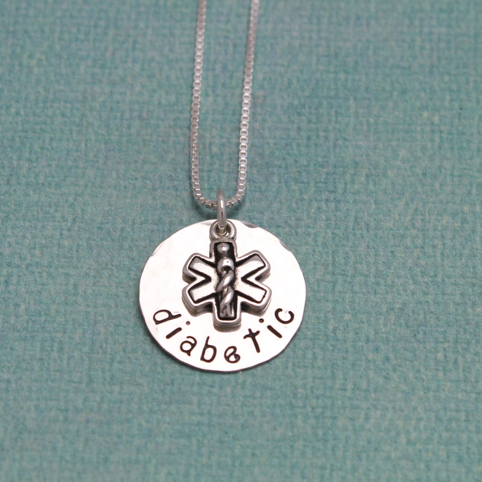 Medical Alert Charm Necklace Sterling Silver Personalized Hand - Etsy