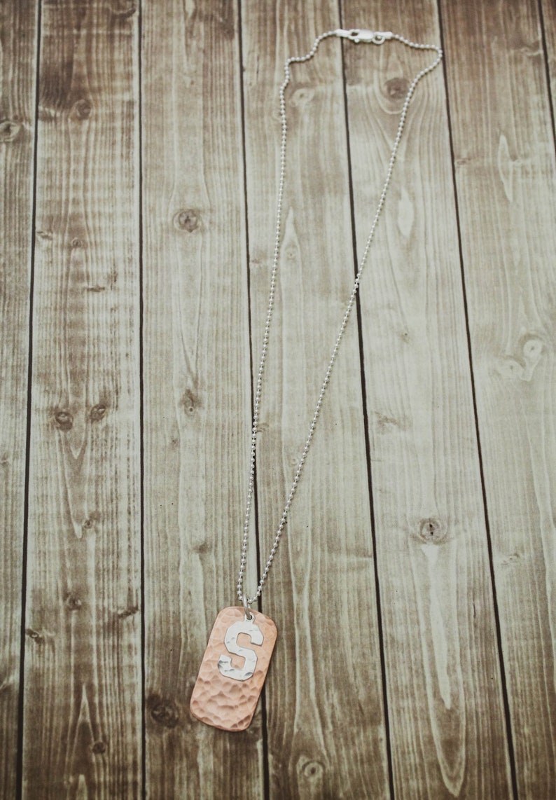 Boys Dog Tag Necklace Boys Copper Initial Dog Tag Jewelry Etsy