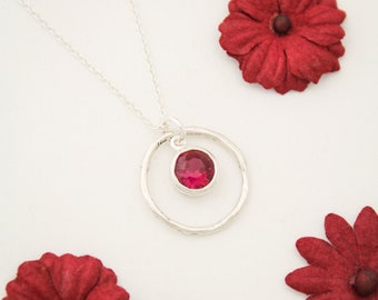Sterling Silver Ruby Necklace: July Birthstone Jewelry
