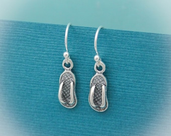 Sterling Silver Flip Flop Earrings: Beach Jewelry Gift