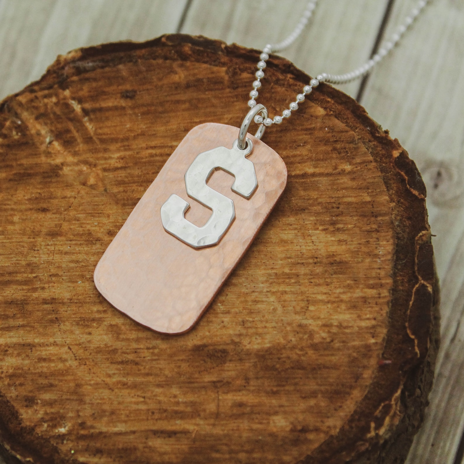 Boys Dog Tag Necklace Boys Copper Initial Dog Tag Jewelry Etsy