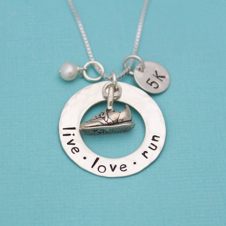 Running Jewelry Live Love Run Necklace Marathon Race Etsy