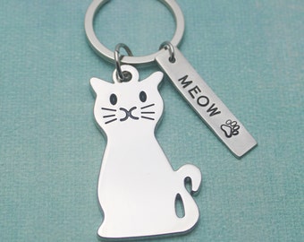 【FAD】 CAT KEY RING (LIGHT GREY) Keyring Cat Light Grey, Wool Felt, Cat Pendant, Keyring, Bag