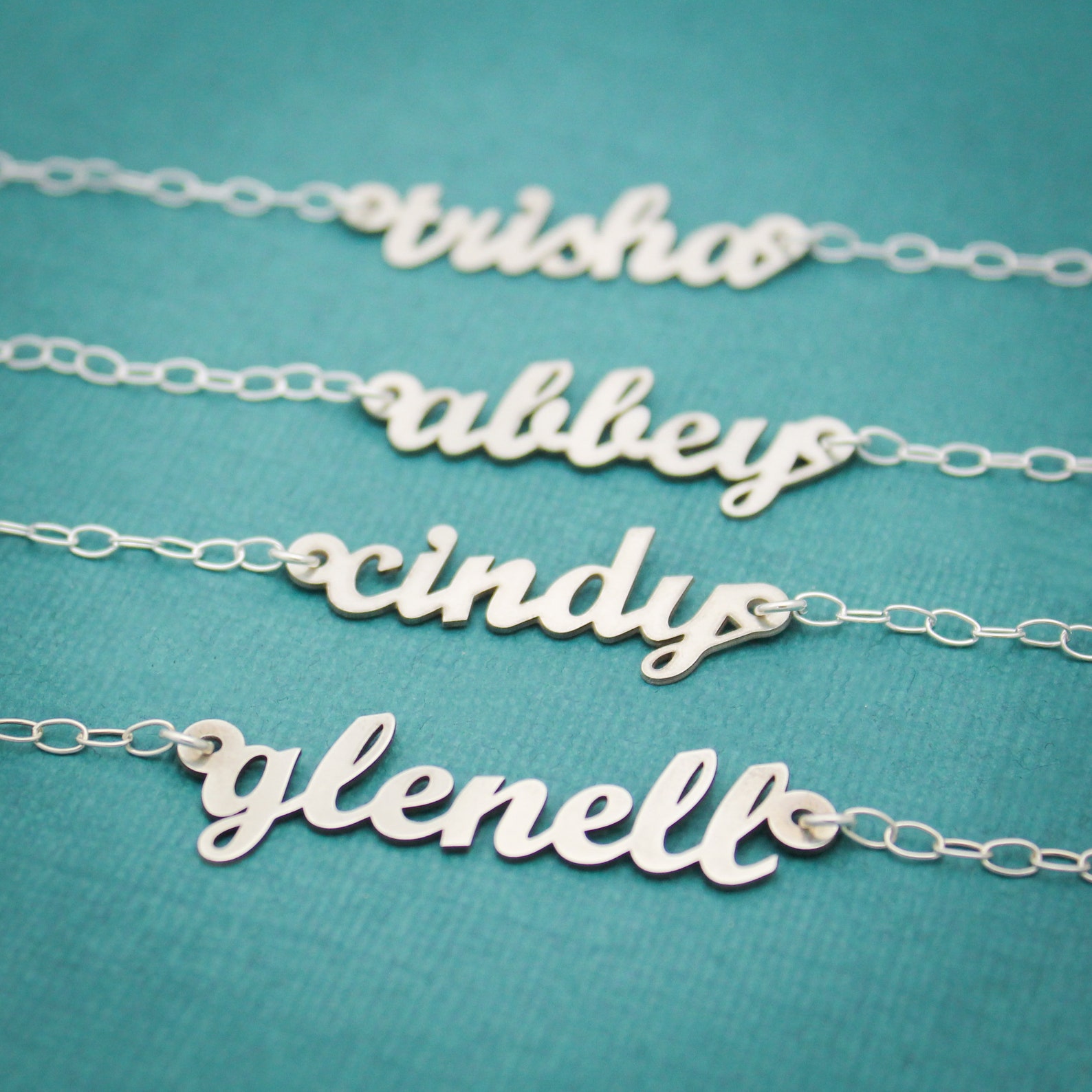 Personalized Script Necklace Silver Name Necklace Name Bar Etsy