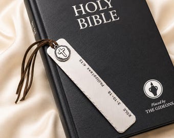 Personalized Cross Bookmark - Aluminum Religious Gift for First Communion & Confirmation Engraved Bible Page Marker