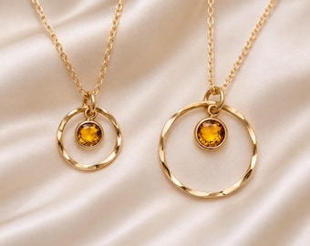 Gold November Birthstone Necklace: Yellow Topaz 14K Gold Filled