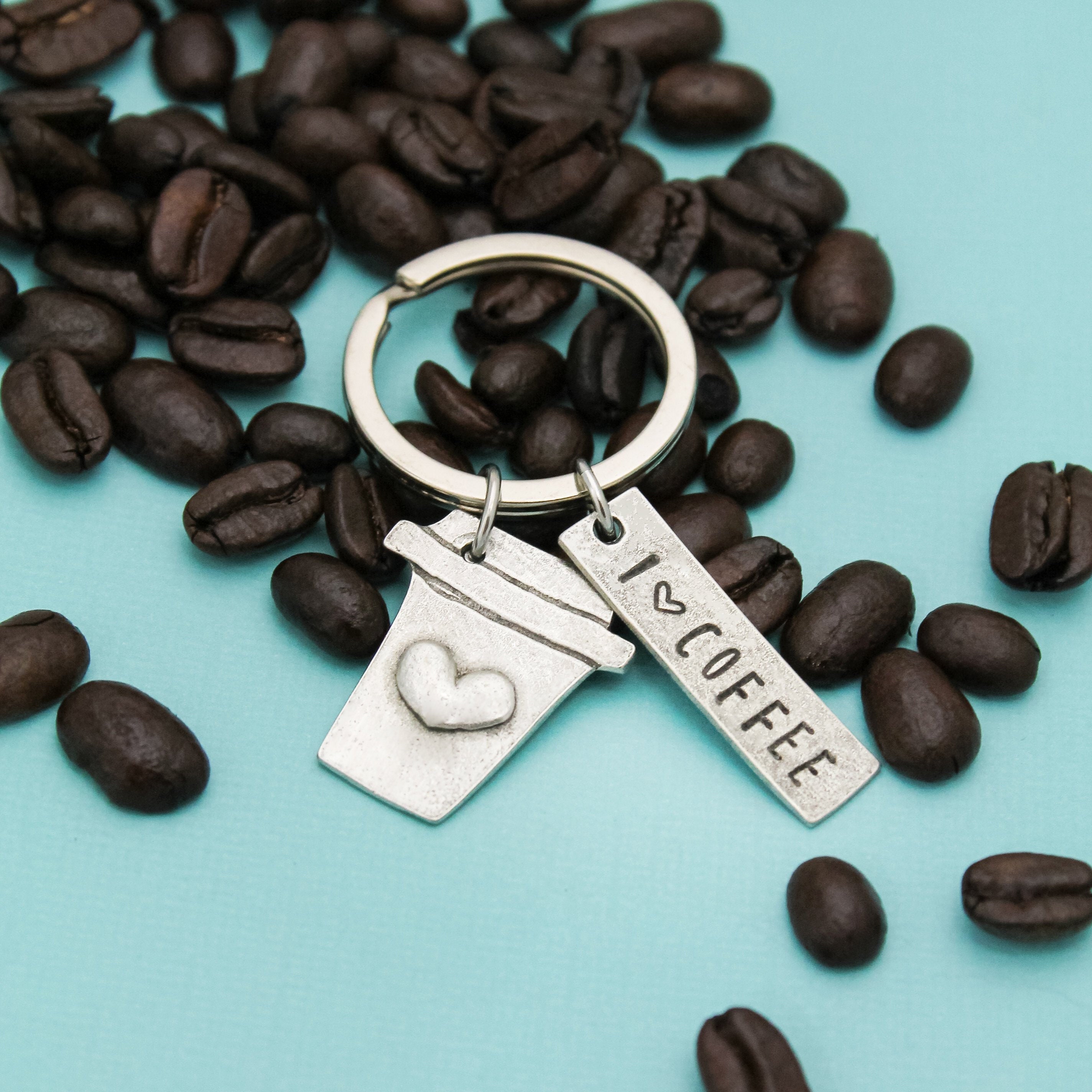 I Love Coffee Key Chain Coffee Cup Keychain Coffee Keychain Etsy