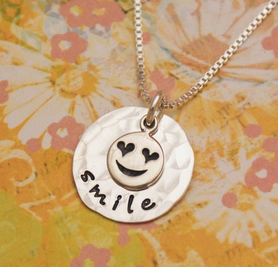 Smile Necklace Smile Emoji Necklace Smile Face Cute Jewelry Etsy
