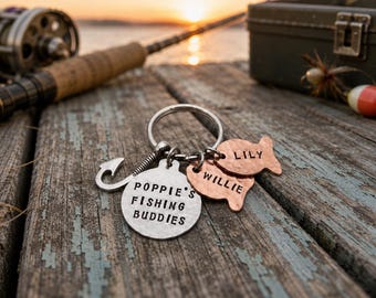 Personalized Fisherman Keychain, Daddy Fish Key Chain