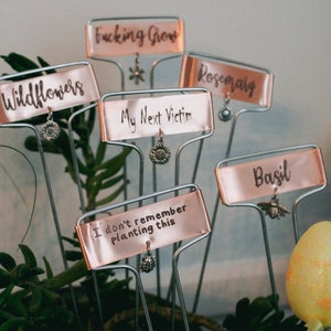 Custom Copper Plant Marker: Funny Garden Gift, Herb Tags
