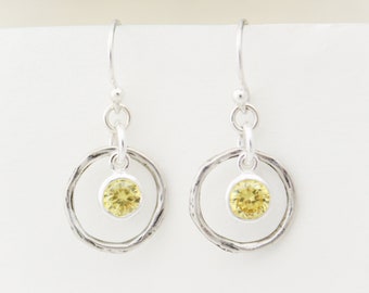 Yellow Topaz November Birthstone Earrings: Sterling Silver Twig Jewelry