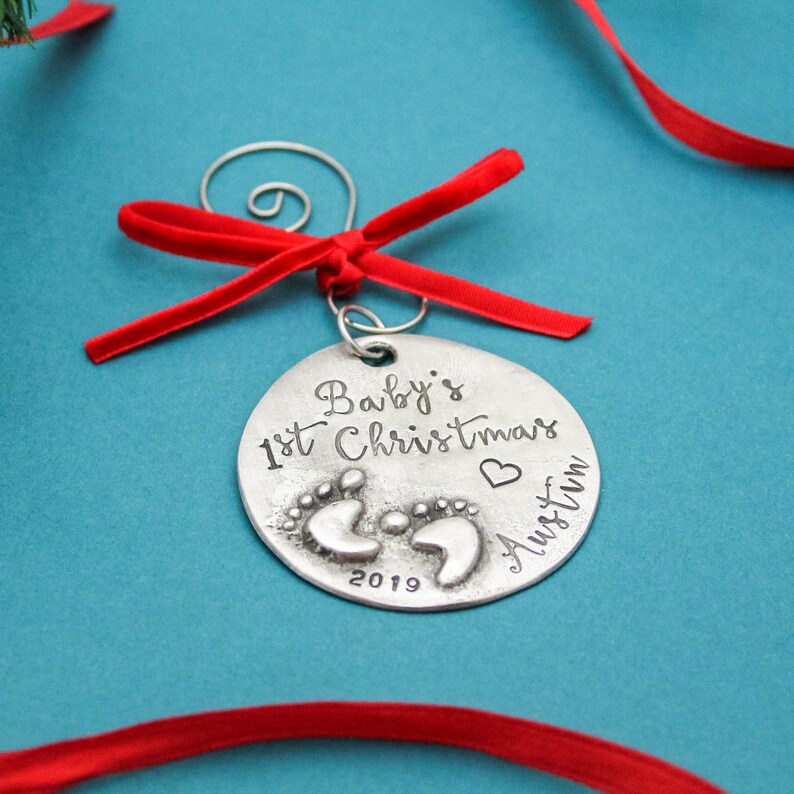 Personalized Baby's First Christmas Ornament Baby Feet Etsy