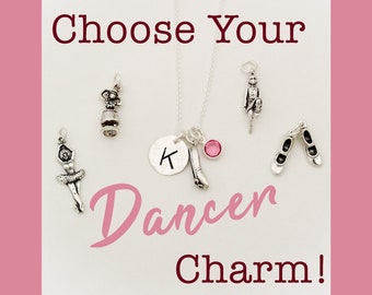 Dancer Charm Necklace, Dance Necklace, Dance Gift, Dancer Gift, Dance Recital Gift, Tap, Irish, Hula Dance, Ballet, Personalized Jewelry