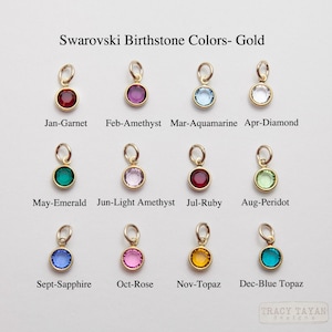 One Gold Plated Flat Swarovski Crystal Birthstone Charm