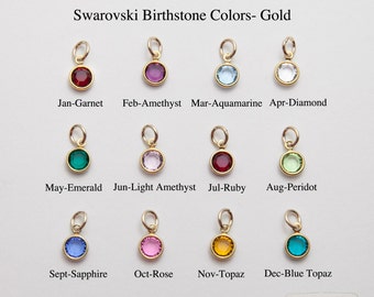 One Gold Plated Flat Swarovski Crystal Birthstone Charm