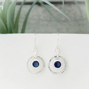 September Birthstone Earrings, Blue Sapphire Jewelry, September Birthday Gift, September Birthstone Jewelry, Sapphire Crystal Earrings
