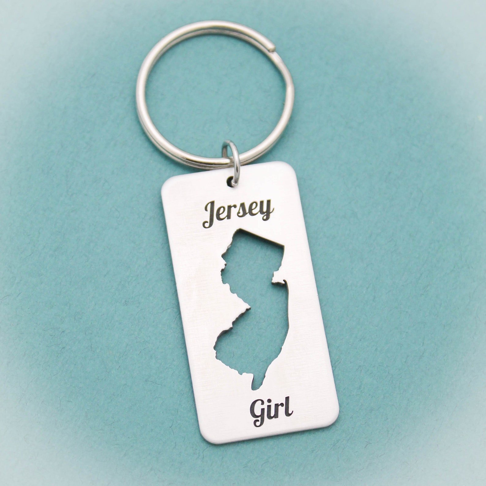 Jersey Girl Rectangle Keychain Aluminum New Jersey State Etsy