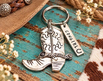 Cowgirl Cowboy Boot Keychain Purse Backpack Charm