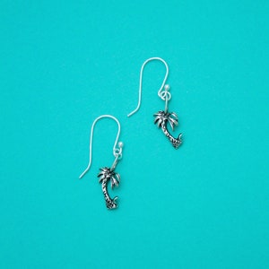 Sterling Silver Palm Tree Earrings: Tropical Beach Jewelry