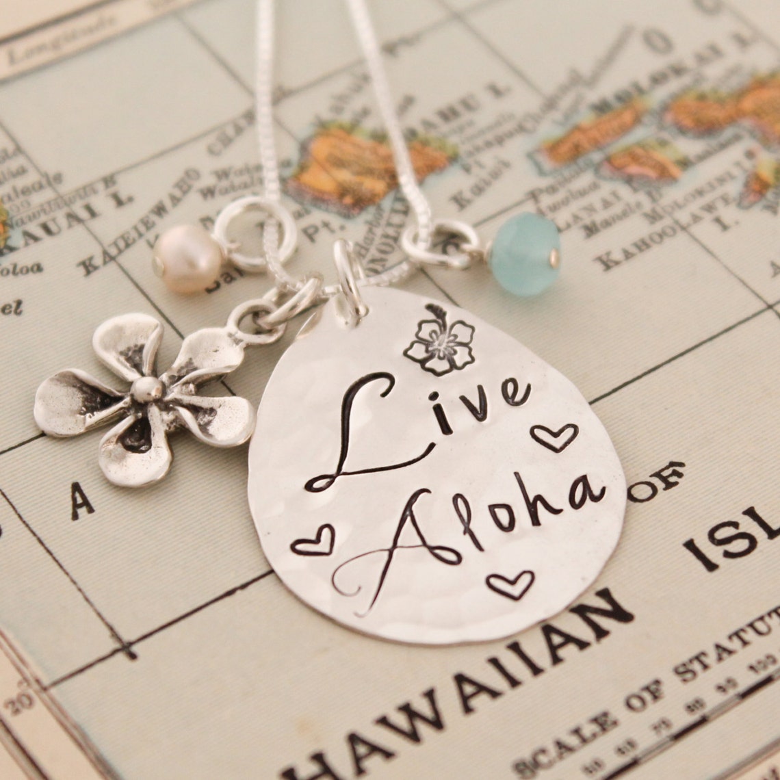 LIVE ALOHA Necklace Plumeria Necklace Hawaiian Jewelry Hand Etsy
