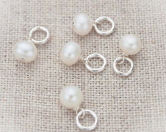 White Freshwater Pearl Charm in Sterling Silver, White Pearl Charm, Pearl Charms, White Pearl Accent, Authentic Pearl Charm