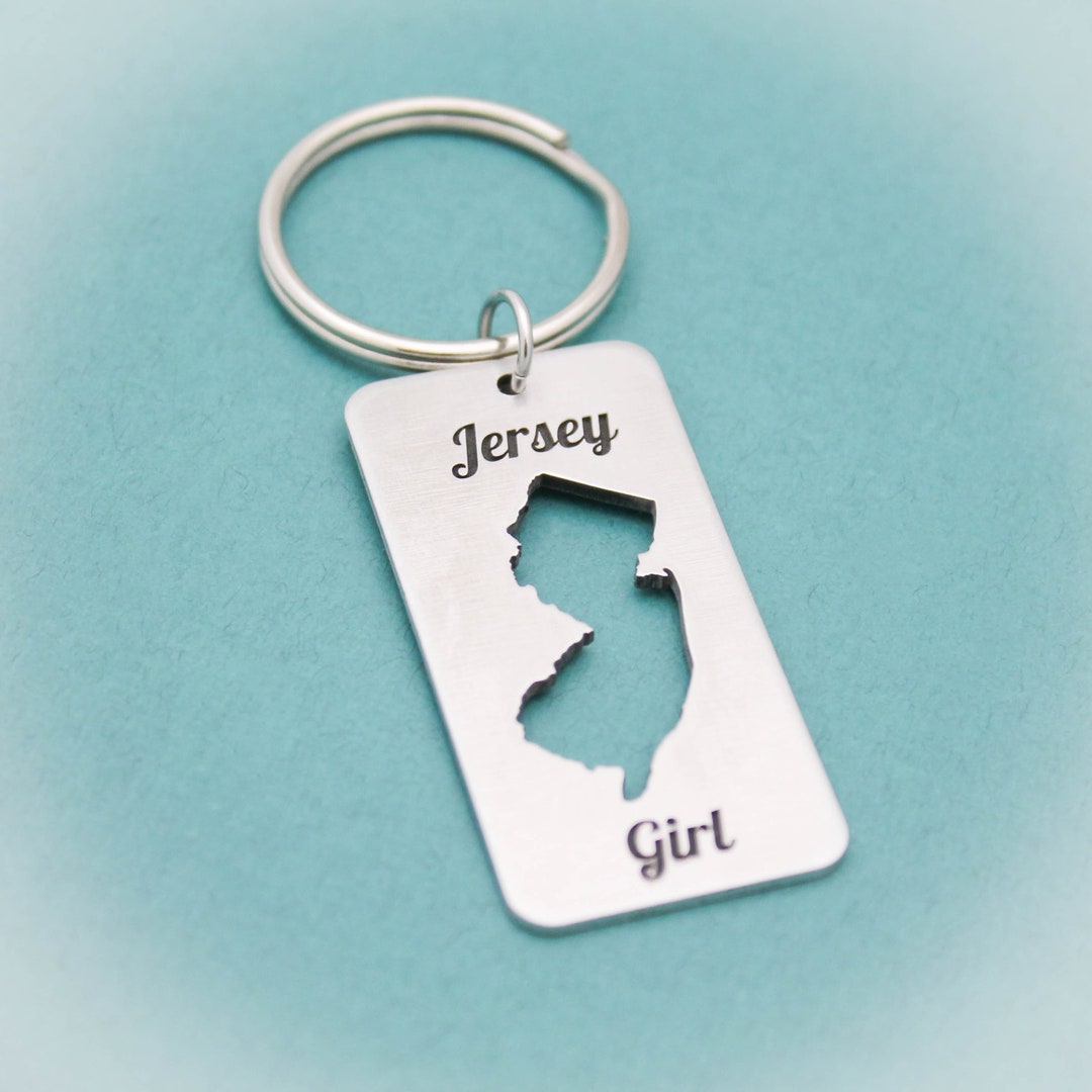 Jersey Girl Rectangle Keychain Aluminum New Jersey State Etsy