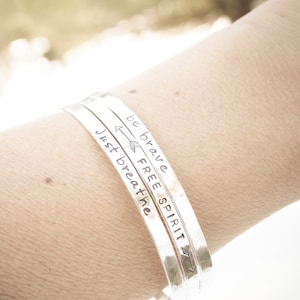 1 (One) THIN Sterling Silver CUFF  Personalized  Bracelet